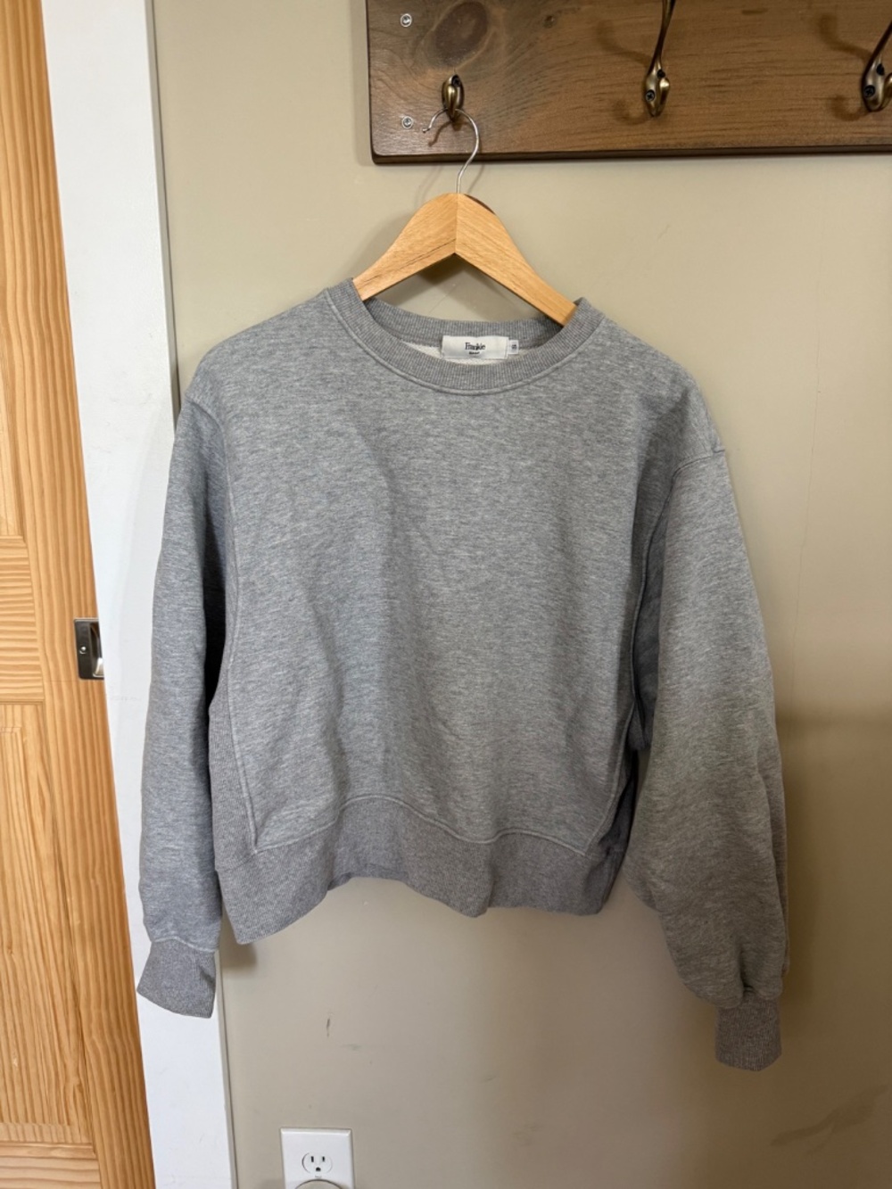 The Frankie Shop Grey Cotton Cropped Oversized Sweatshirt Size S